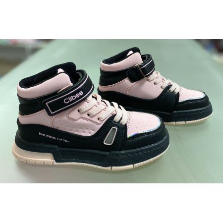 Ботинки хайтопы KB518 черно розовые