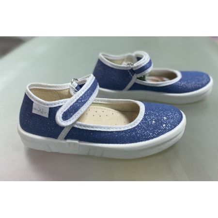 Туфли тапочки текстильные синие 376-878 джинс Diana