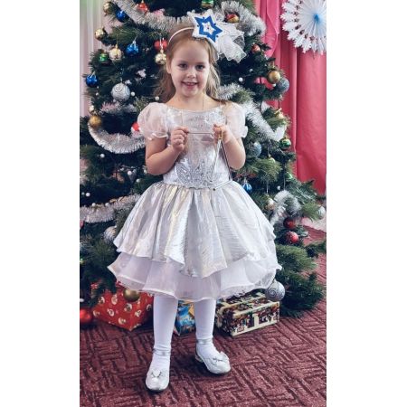 Карнавальний костюм Зірочка Сніжинка срібло 01