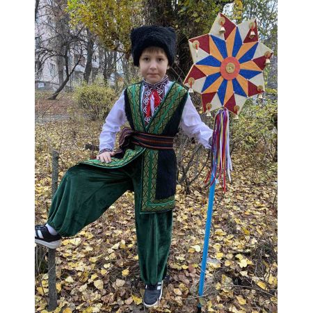 Костюм Гуцул Колядник Мирон зеленый мех