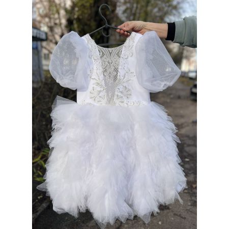 Сукня блиск пушистик біле Сніжинка