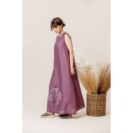 Платье вышиванка Сварга фиолетовое В 
