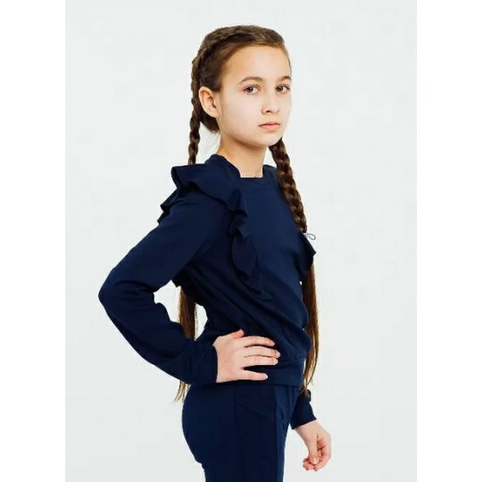 Блуза джемпер - свитшот для девочки 116397/116398 т.синий