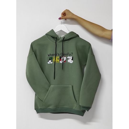 Худи с начесом Goofy 1511 оливка  